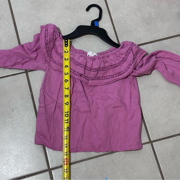 Pumpkin patch Off shoulder Girl Pink Long Slevee shirts size 5 - Picture 6 of 6